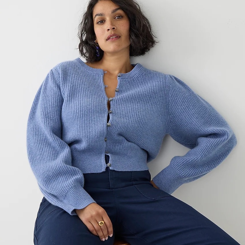 NWT J.Crew Cashmere puff-sleeve cardigan sweater
Item BJ577 - Picture 2 of 5